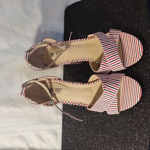 Striped Heels - Red, Green, White